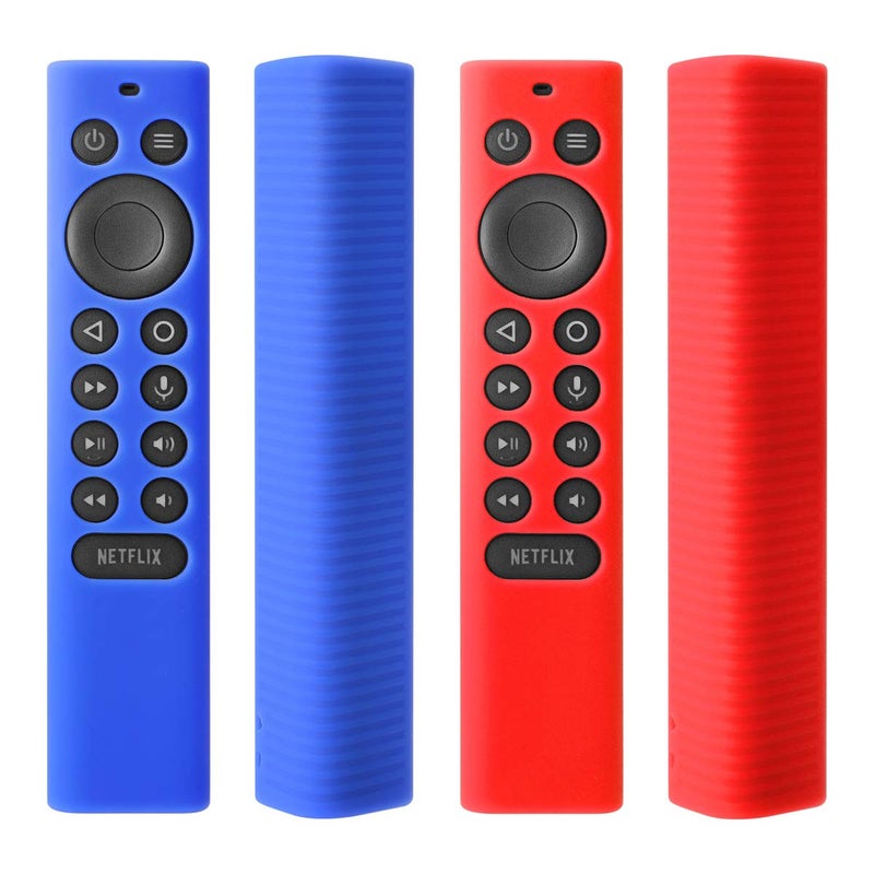 VSEER [2 Pack] Silicone Protective Cover for NVIDIA Shield TV Pro/4K HDR Remote Controller Series, Light Weight Kids-Friendly Silicone Skin Anti-Slip/Shockproof with Hand Strap (Red & Blue) - Image 1